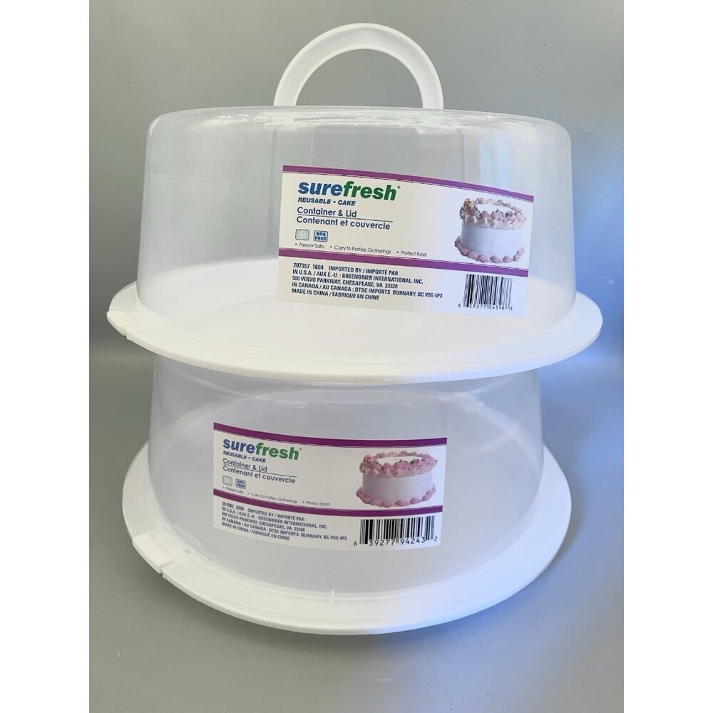 2 Surefresh Reusable Cake Carriers w Lid Handle Bake Sale Cakewalk Caterer